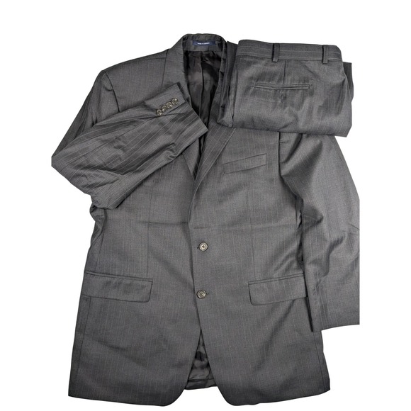 Lauren Ralph Lauren Mens Charcoal Pinstripe Wool Suit 2 Piece Jacket Pants 38x30